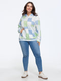 Supersoft Patchwork Gingham Floral Pattern Hoodie Sweatshirt