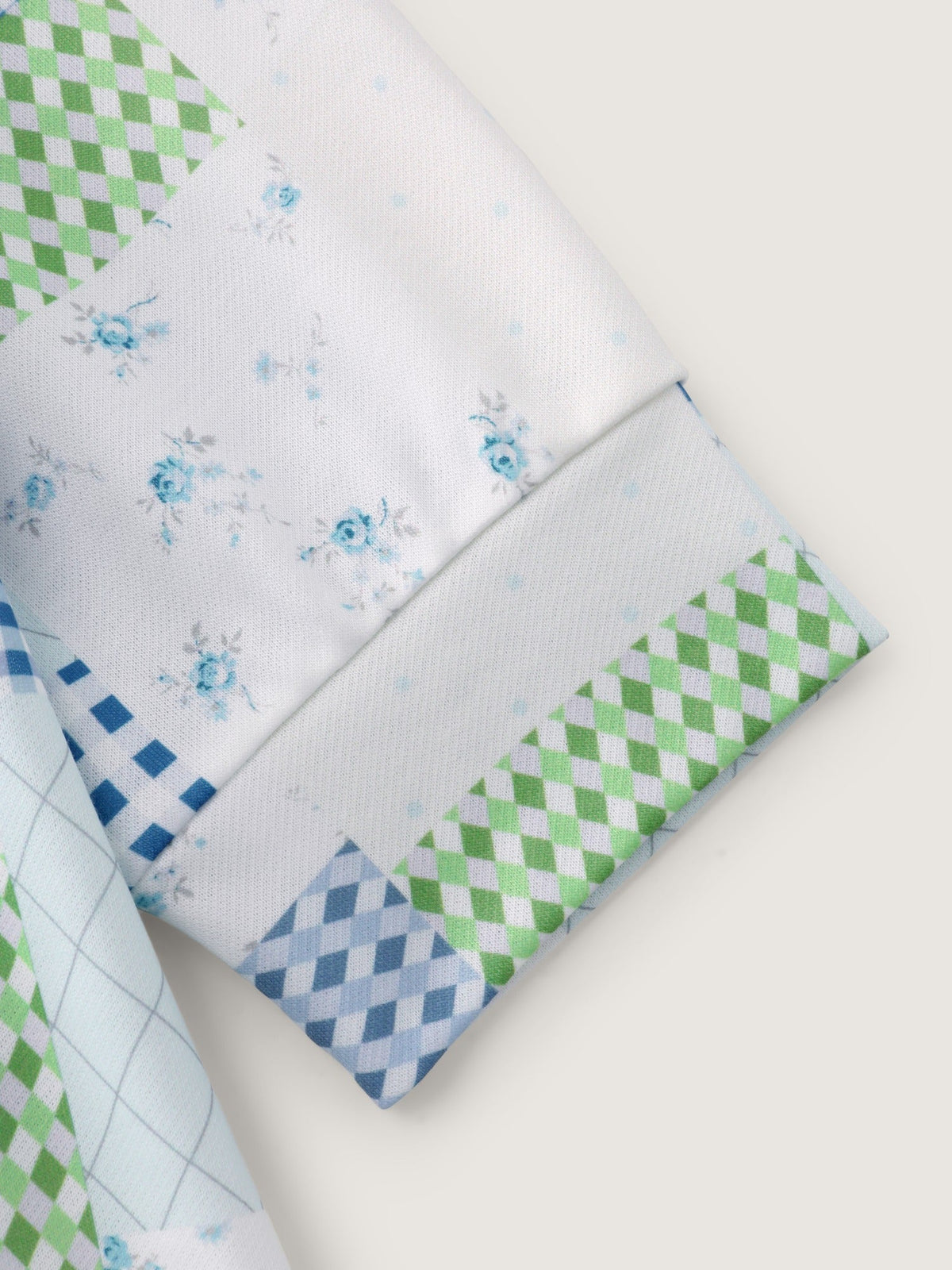Supersoft Patchwork Gingham Floral Pattern Hoodie Sweatshirt