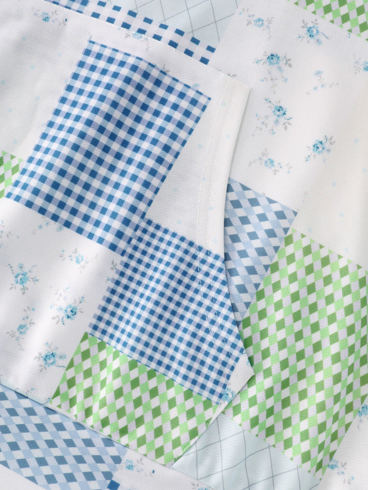 Supersoft Patchwork Gingham Floral Pattern Hoodie Sweatshirt