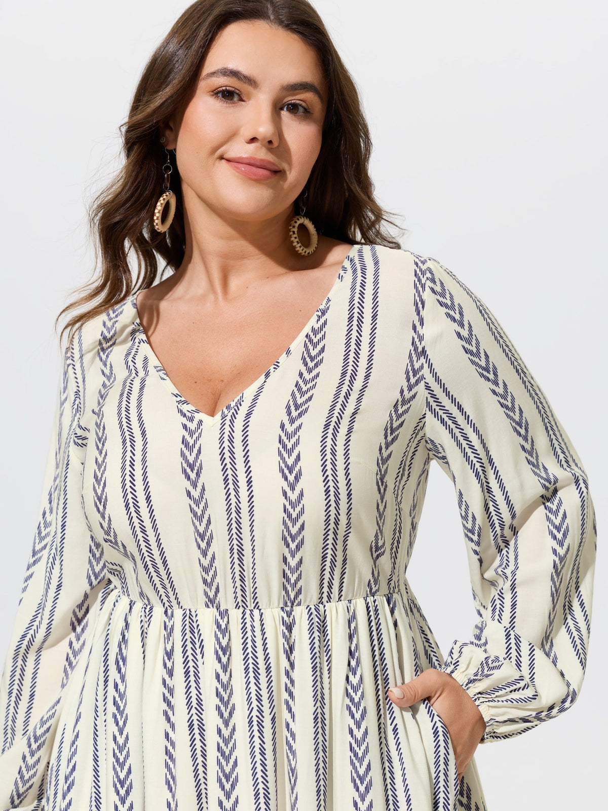 Supersoft Boho Print Balloon Sleeve Tiered Midi Dress