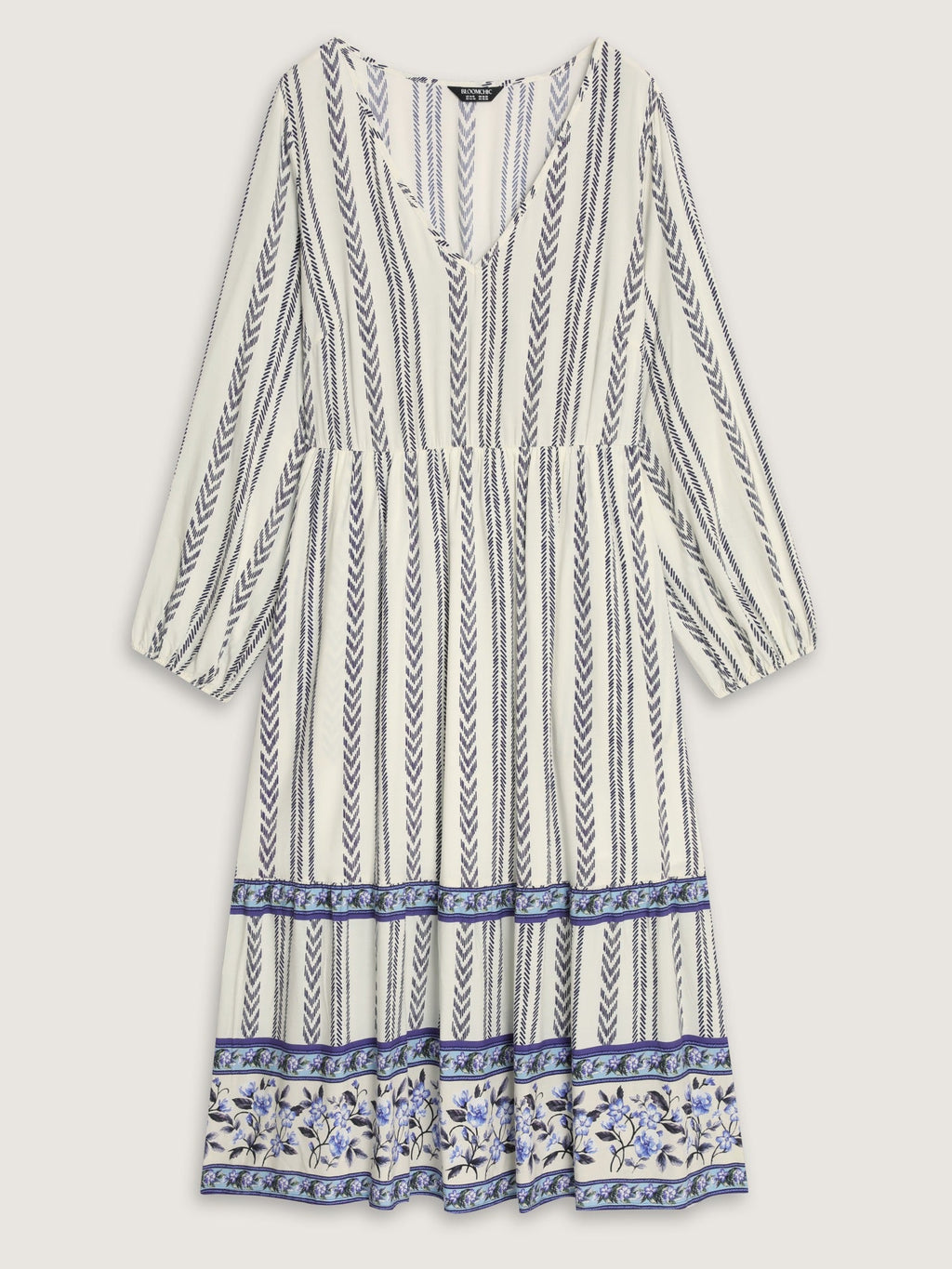 Supersoft Boho Print Balloon Sleeve Tiered Midi Dress