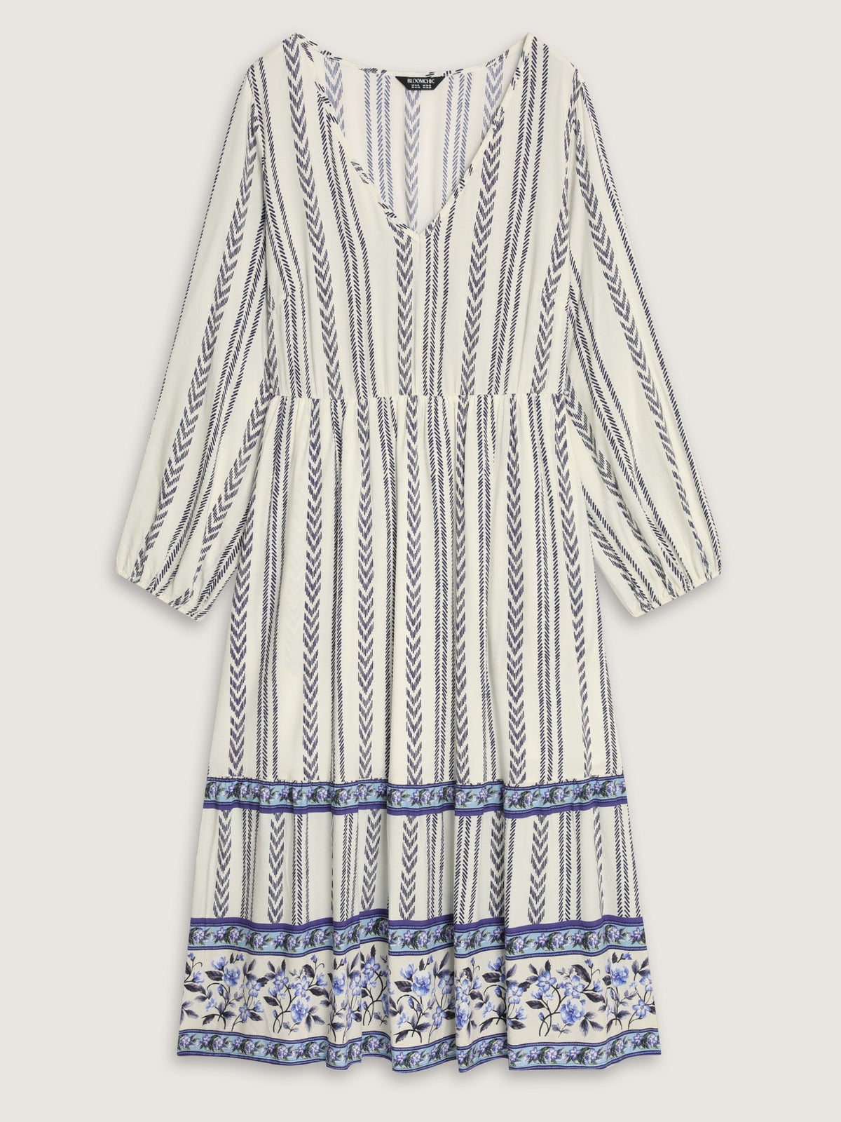 Supersoft Boho Print Balloon Sleeve Tiered Midi Dress