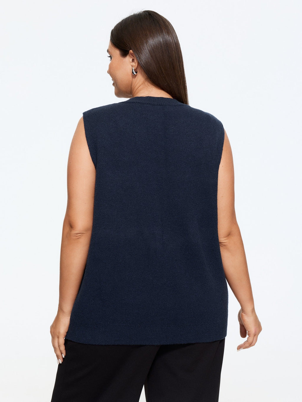 Supersoft Crew Neck Gold Button Front Sweater Vest