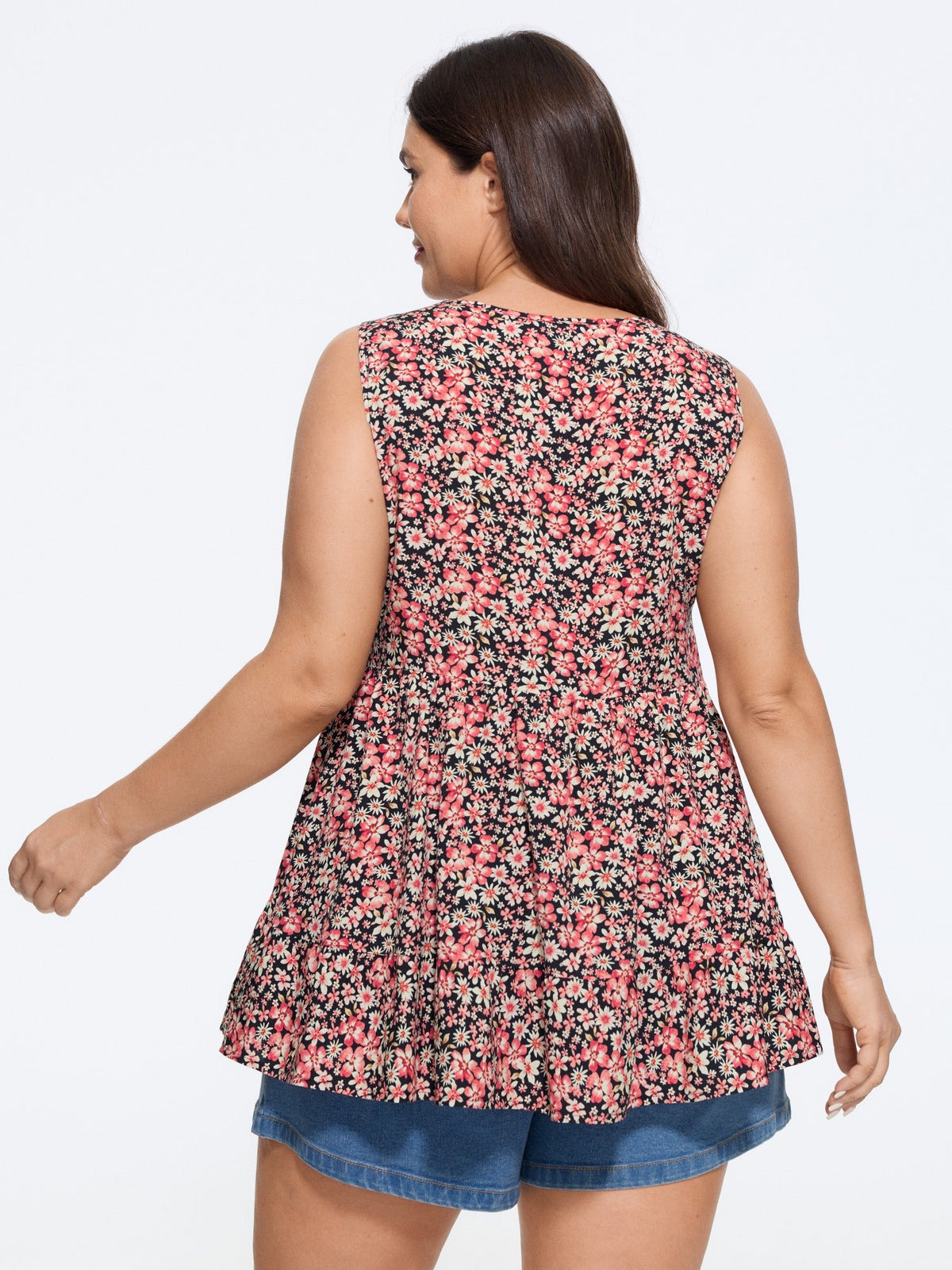 Supersoft Ditsy Floral Print Lace Trim Tank Top