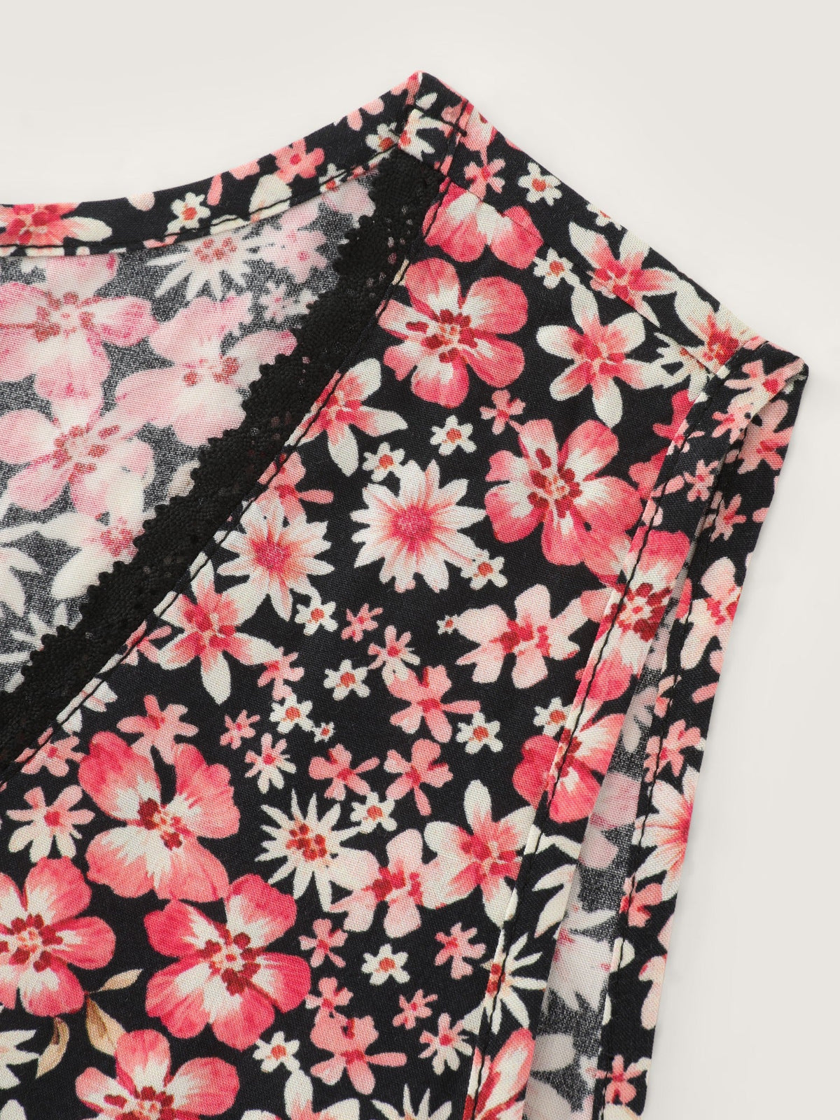 Supersoft Ditsy Floral Print Lace Trim Tank Top