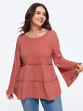 Cotton Bell Long Sleeve Tiered Ruffle Top