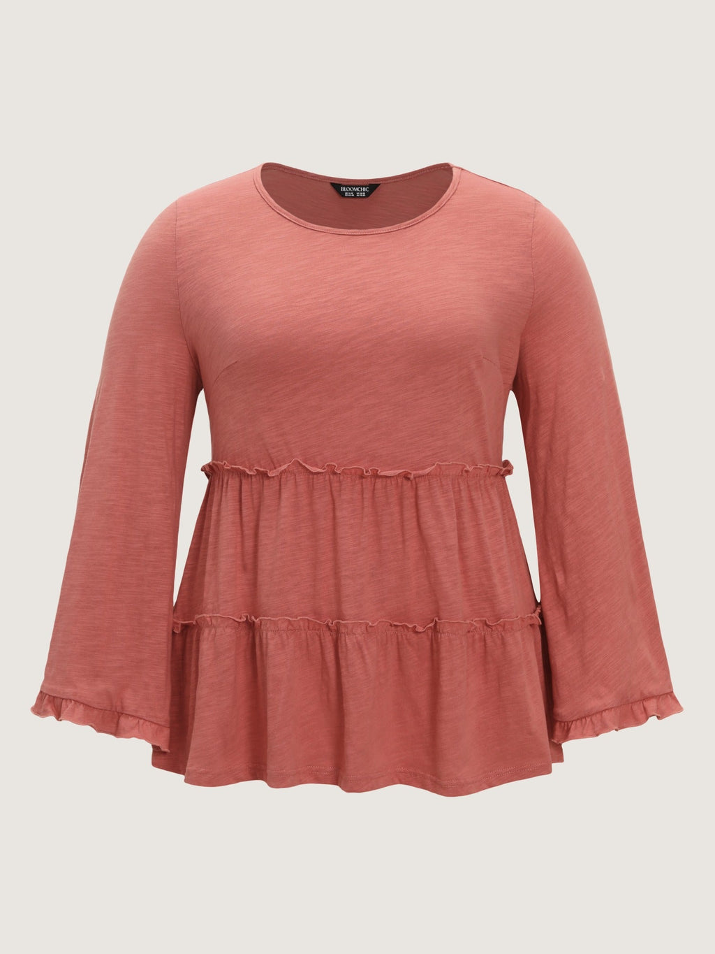 Cotton Bell Long Sleeve Tiered Ruffle Top