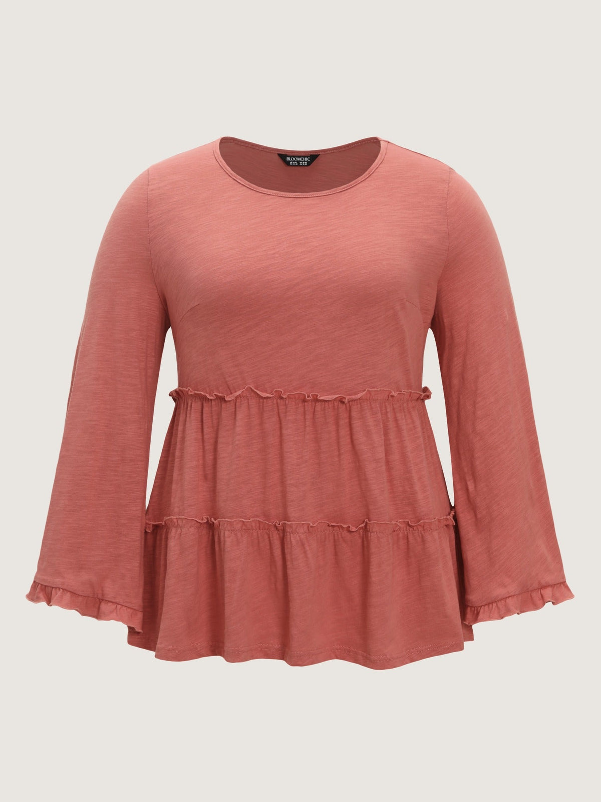 Cotton Bell Long Sleeve Tiered Ruffle Top