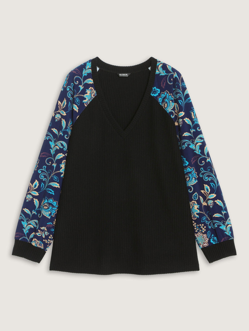 Stretch Floral Print Raglan Sleeve Sweatshirt