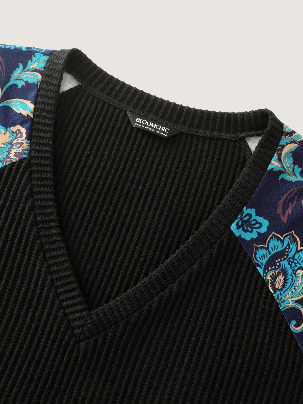 Stretch Floral Print Raglan Sleeve Sweatshirt
