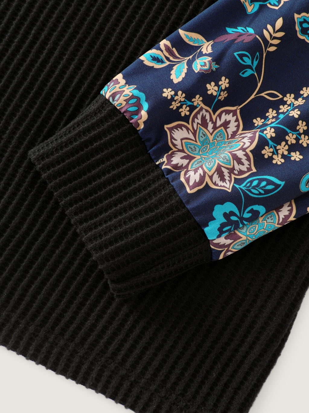 Stretch Floral Print Raglan Sleeve Sweatshirt