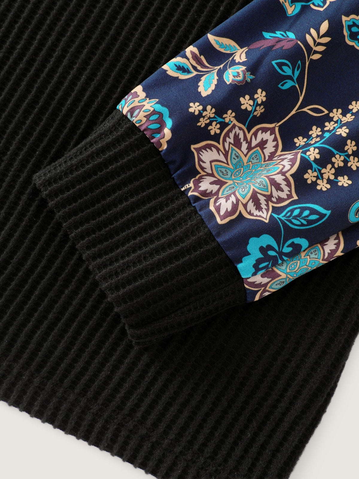 Stretch Floral Print Raglan Sleeve Sweatshirt