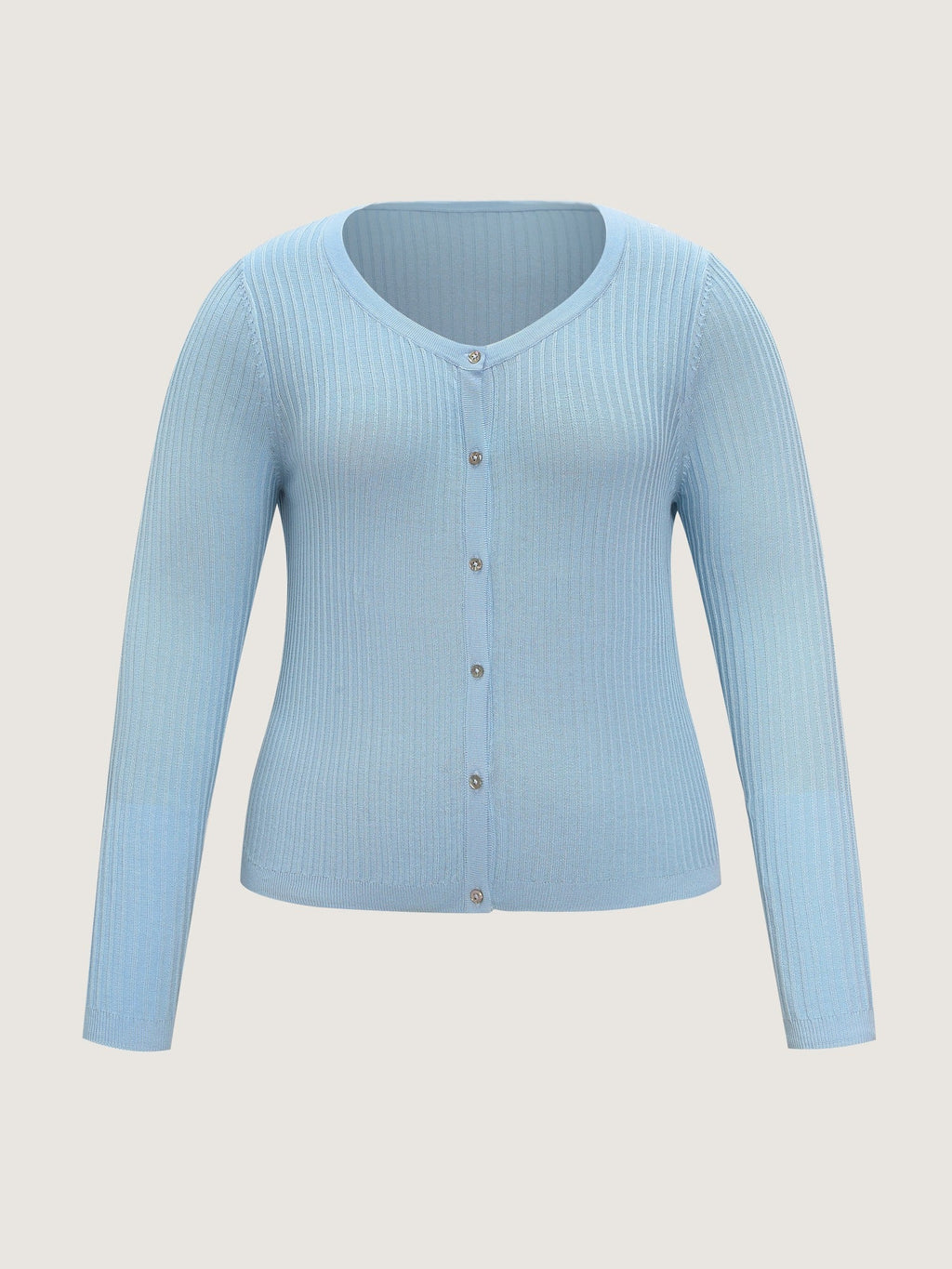 Plain V‑Neck Button Front Cardigan