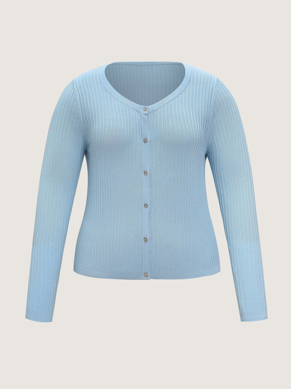 Plain V‑Neck Button Front Cardigan