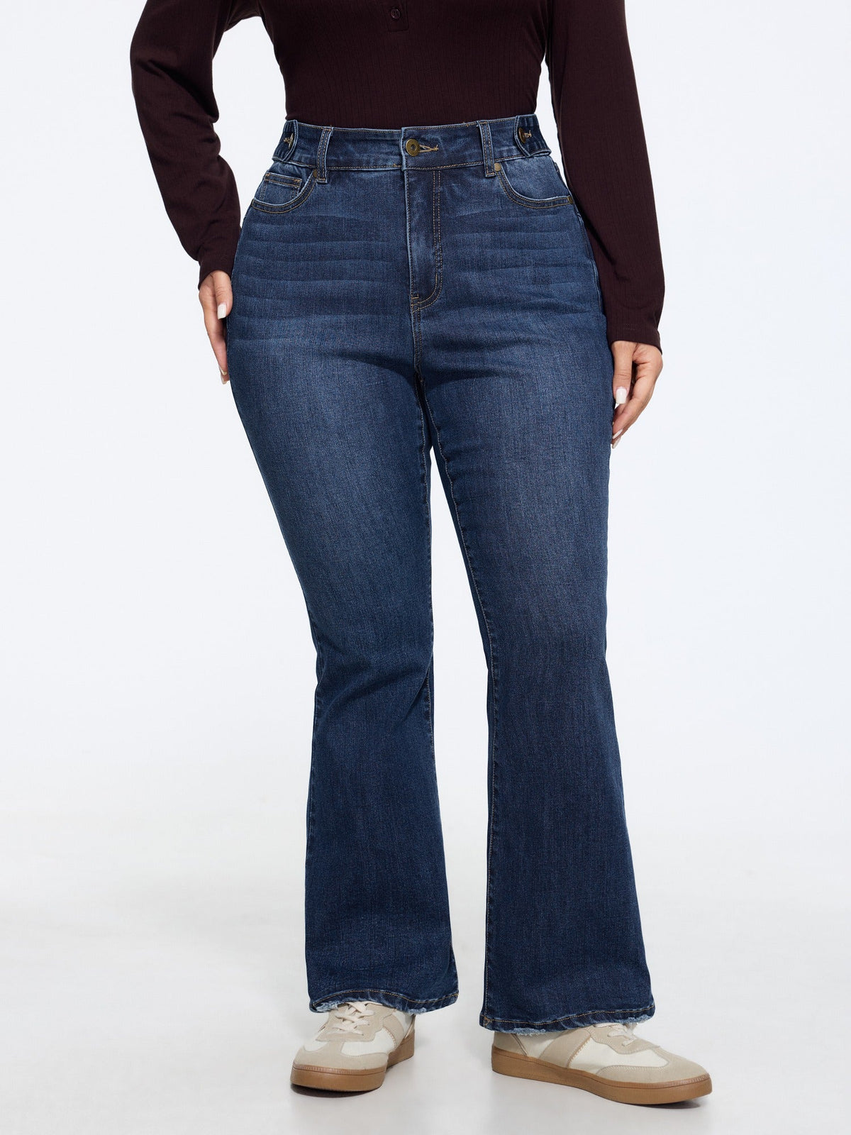 Stretch Raw Hem Bootcut Jeans