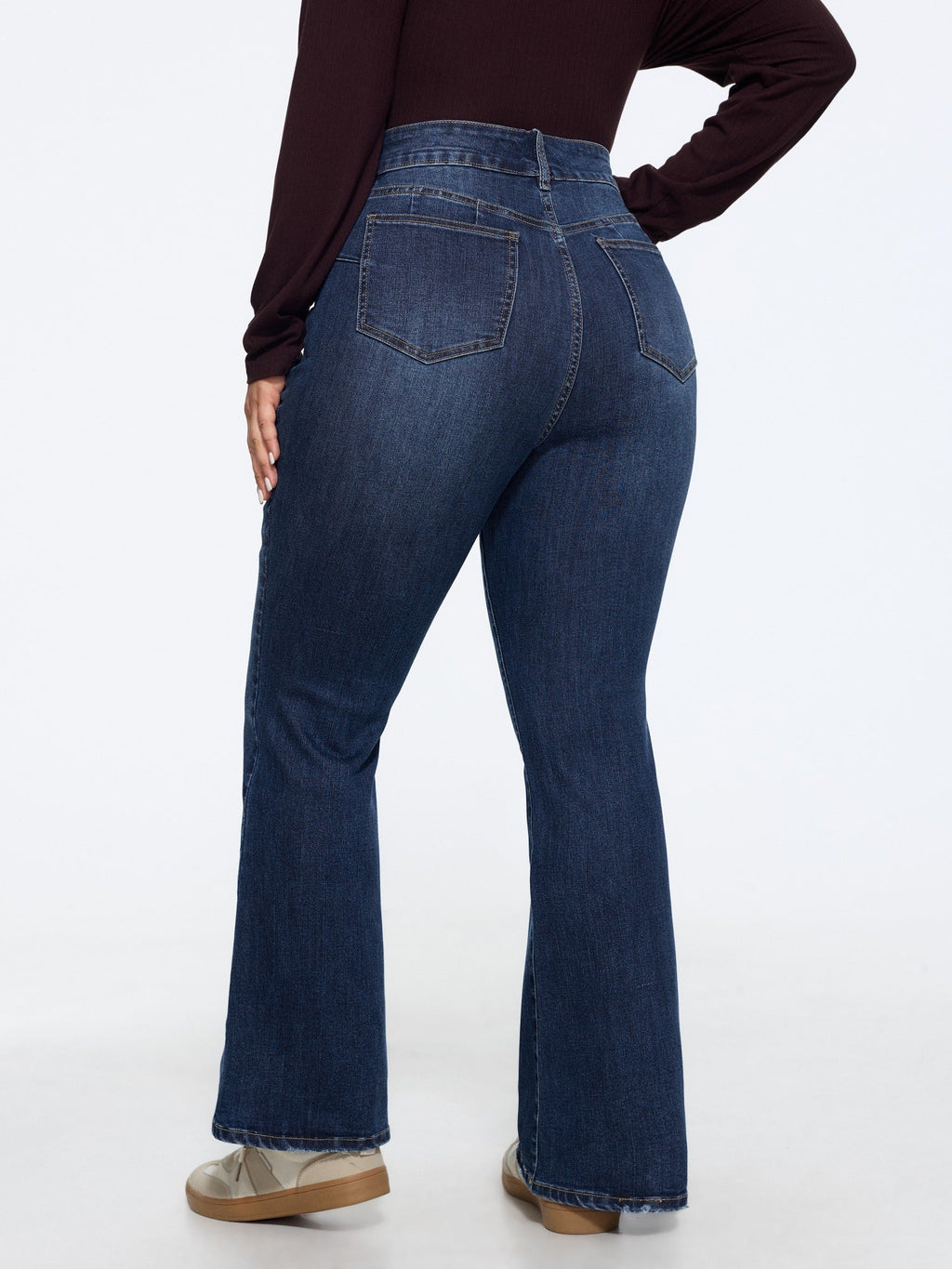 Stretch Raw Hem Bootcut Jeans