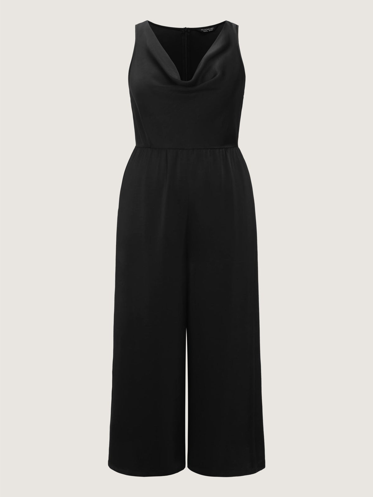 Satin Cowl Neck Pocket Sleeveless Jumpsuit