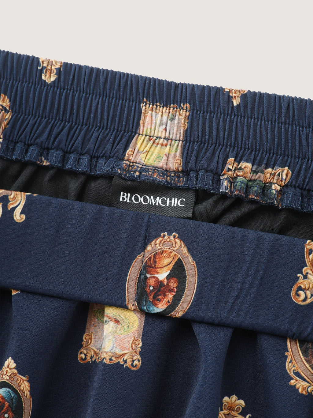 Retro Cat Frame Print Pockets Skirt