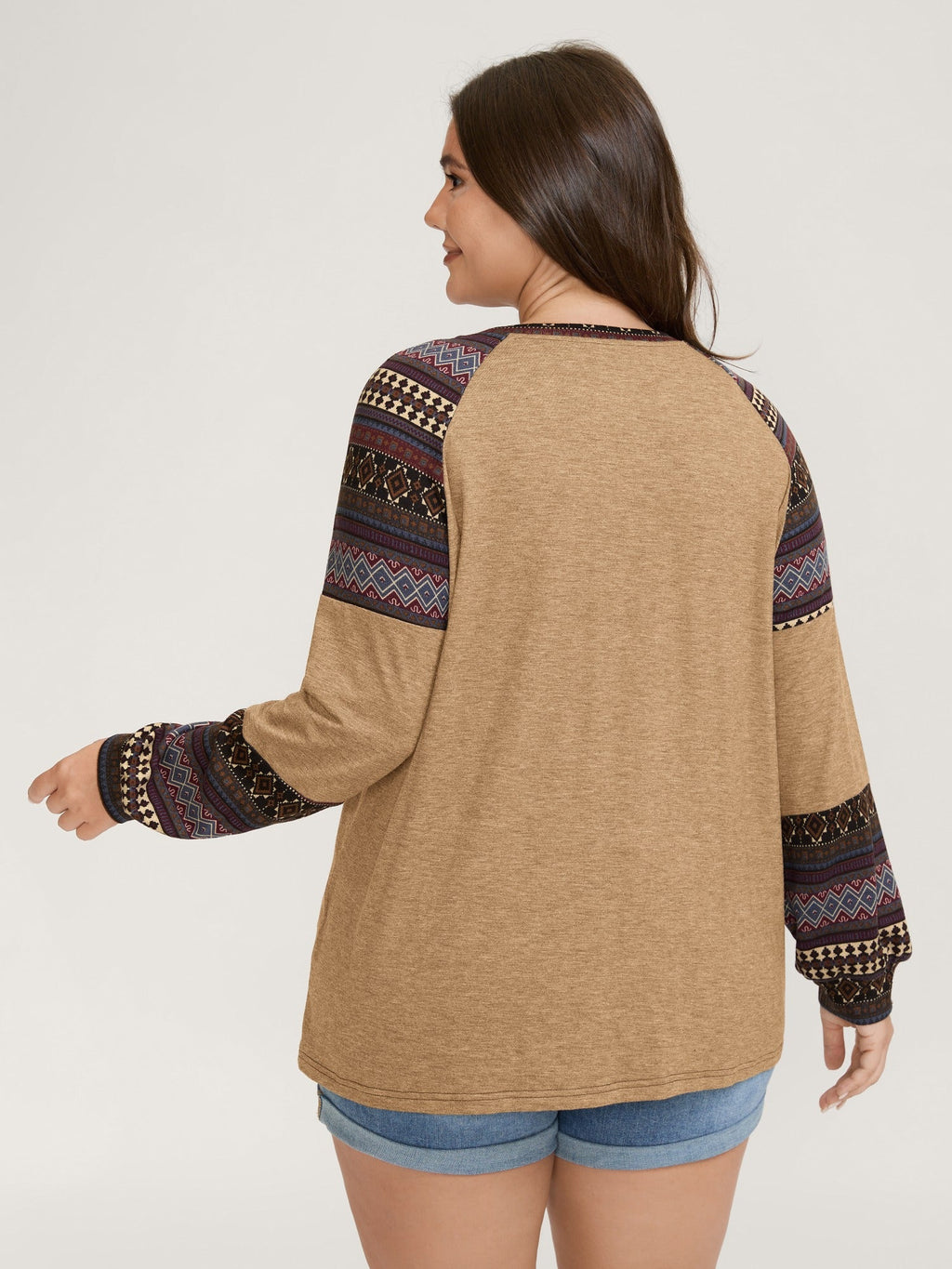 Supersoft Boho Stripes Spliced T-Shirt