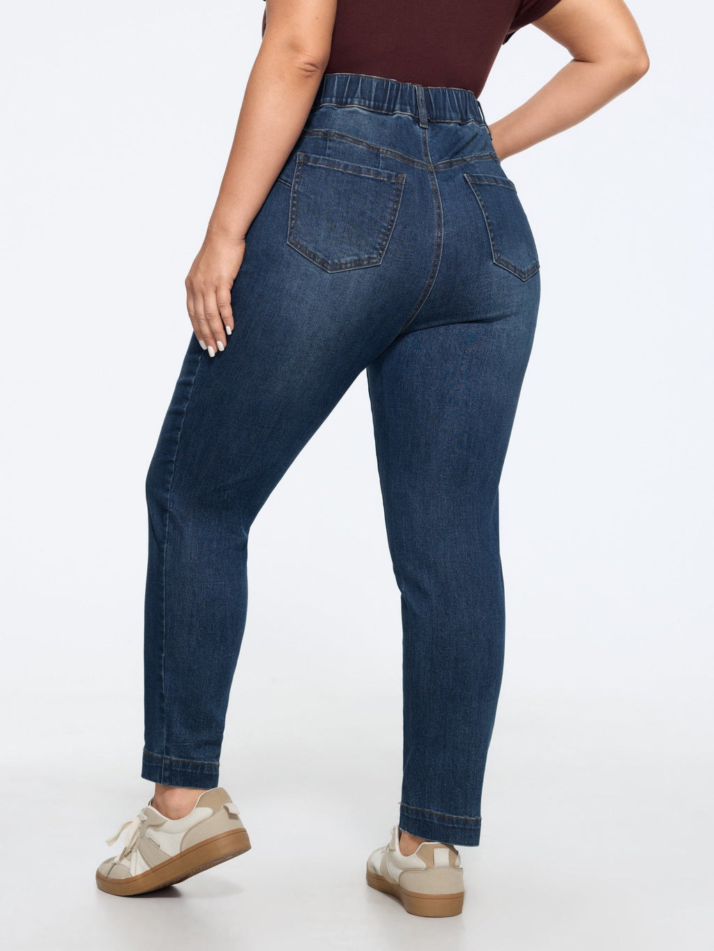Stretch Triple‑Button Closure Skinny Jeans