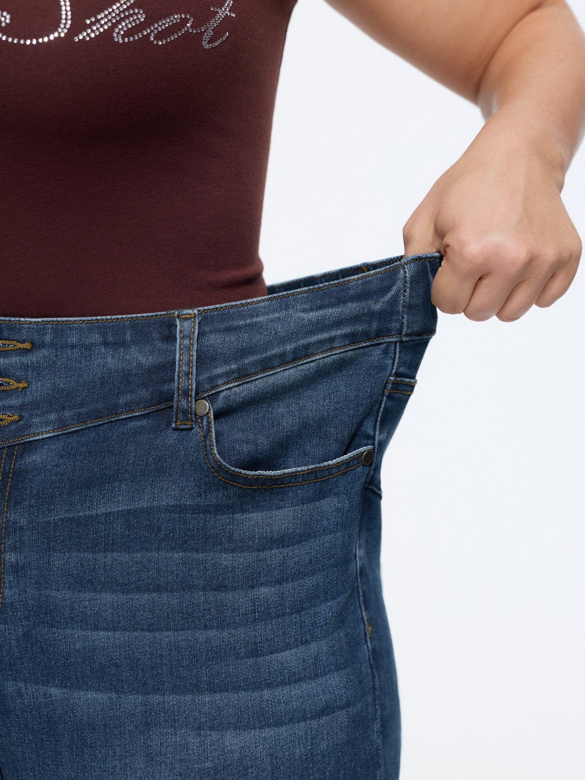 Stretch Triple‑Button Closure Skinny Jeans