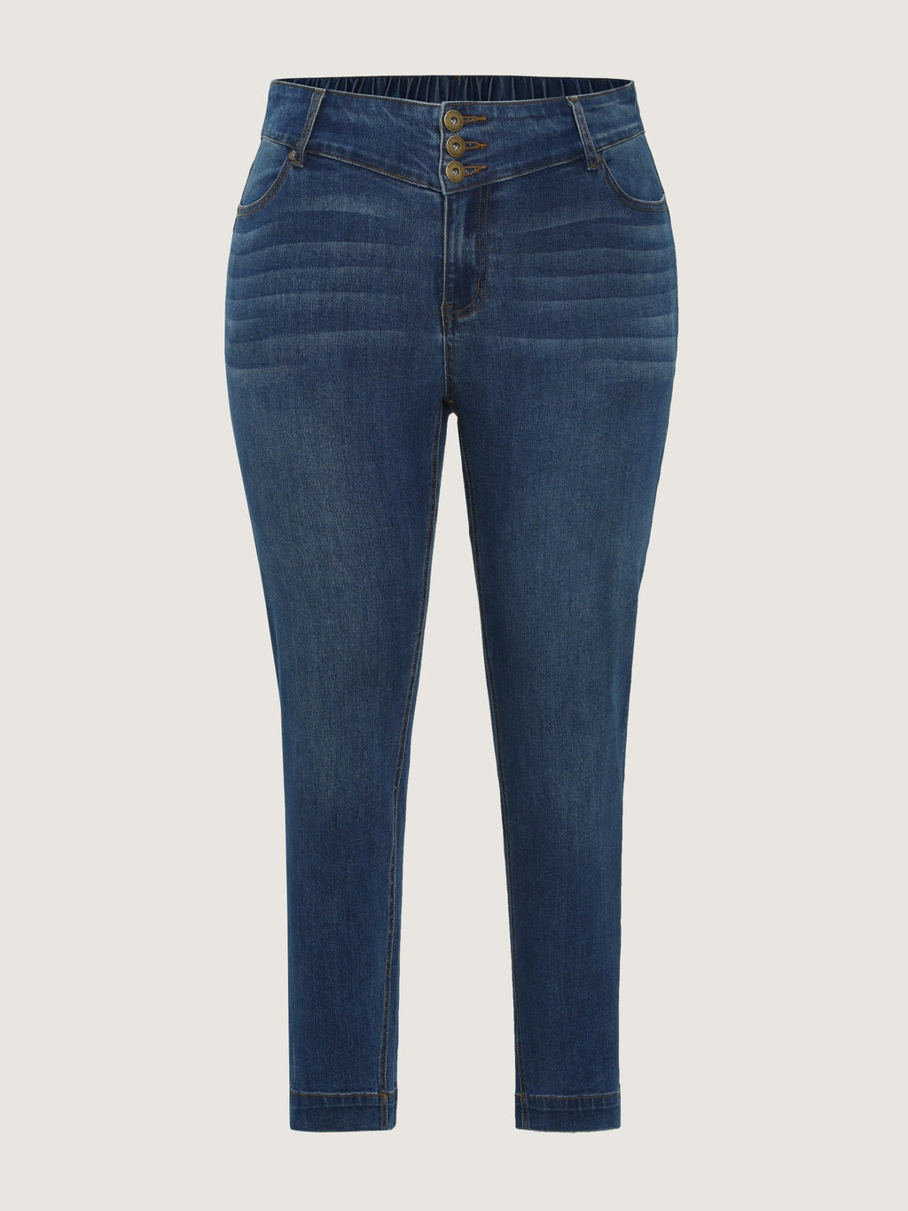 Stretch Triple‑Button Closure Skinny Jeans