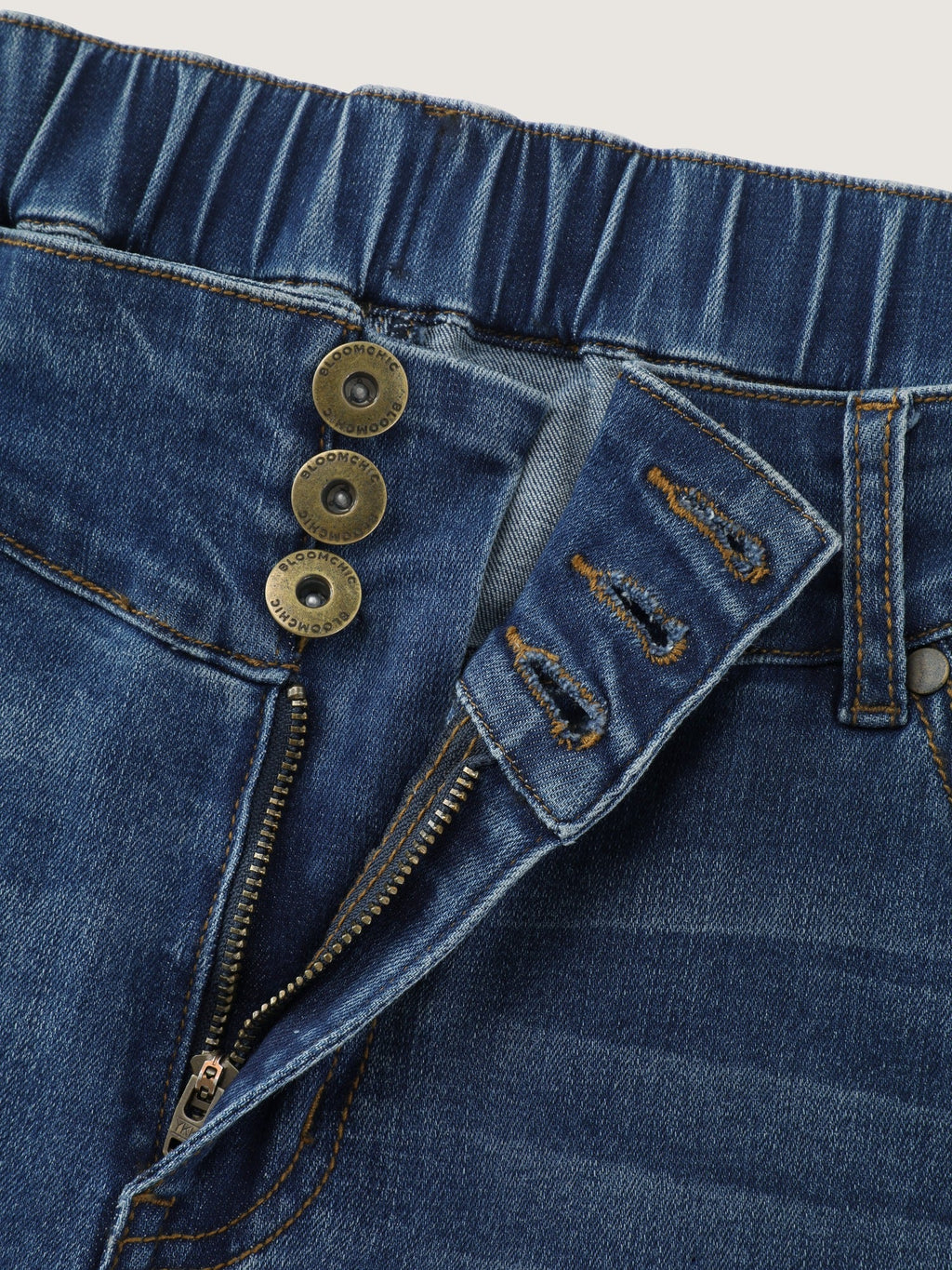 Stretch Triple‑Button Closure Skinny Jeans