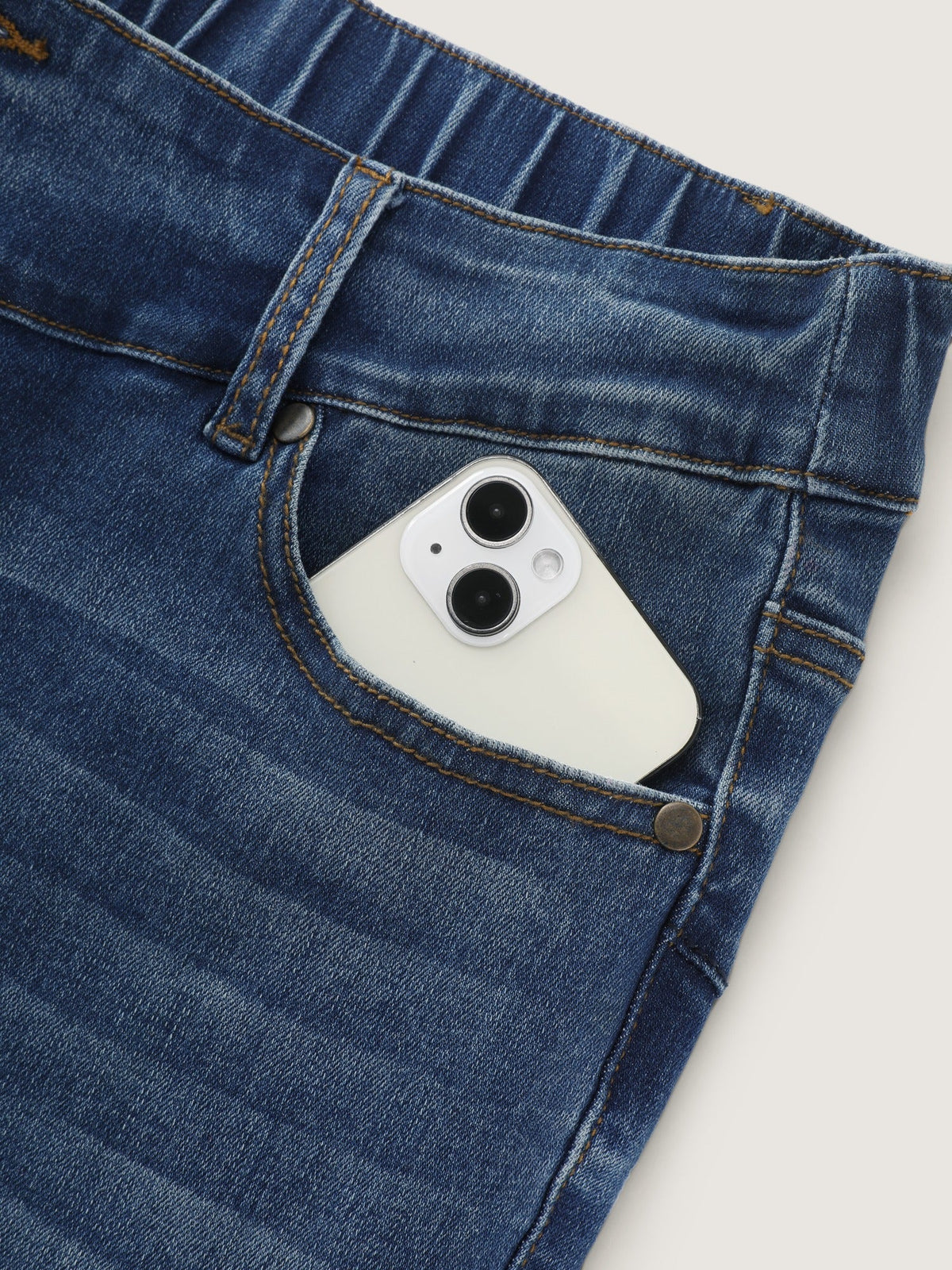 Stretch Triple‑Button Closure Skinny Jeans