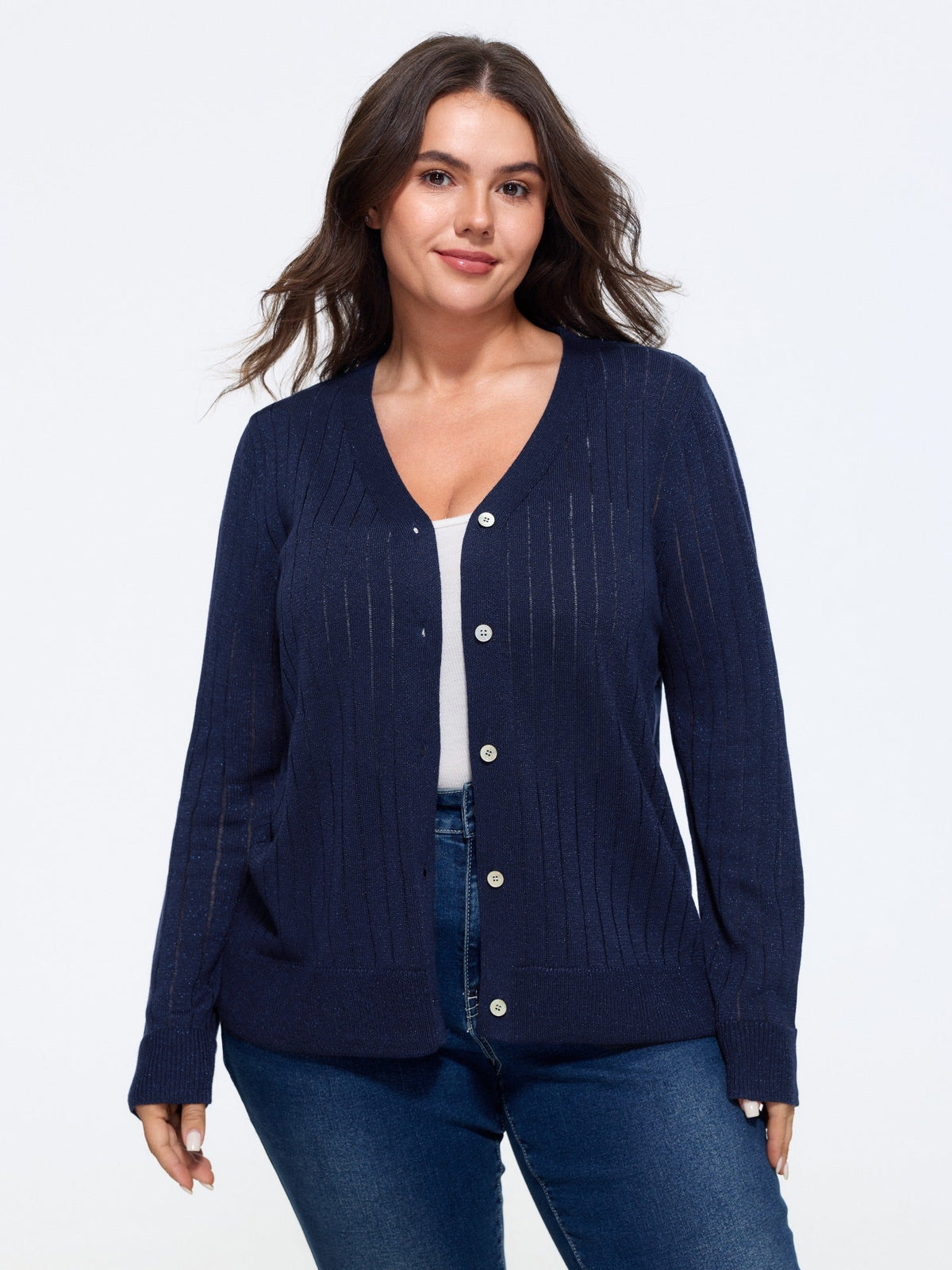 Texture Button Front Breathable Cardigan