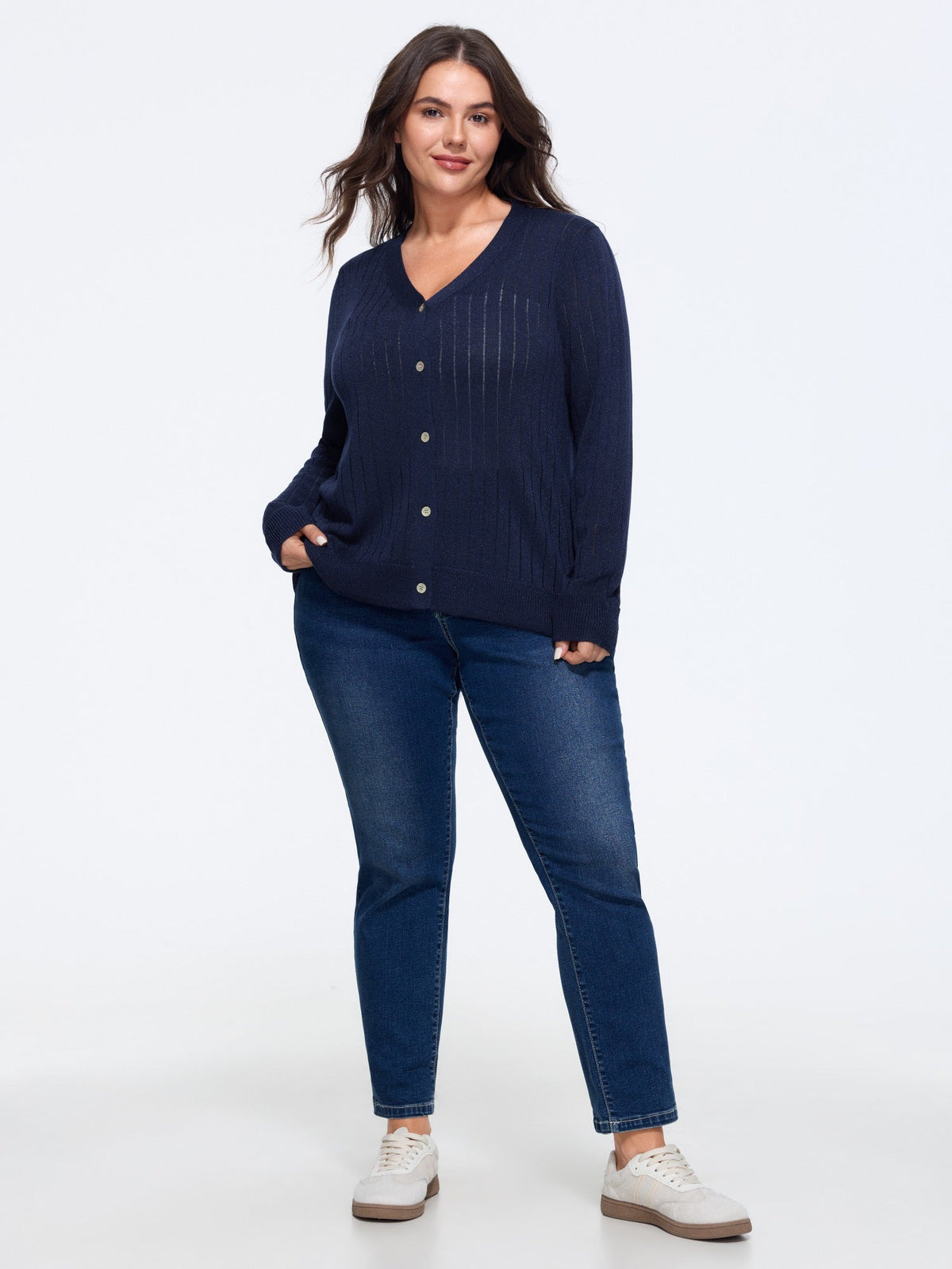 Texture Button Front Breathable Cardigan
