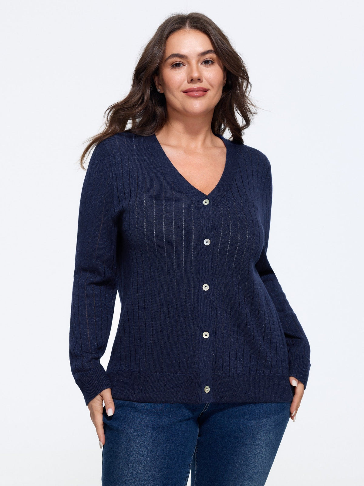 Texture Button Front Breathable Cardigan