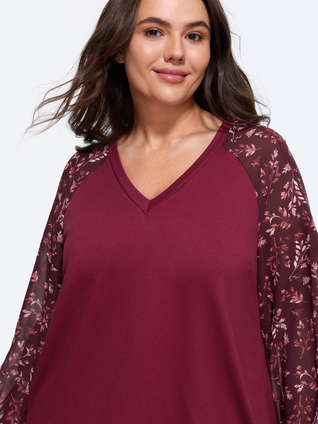 Floral Print Chiffon Raglan Sleeve Sweatshirt