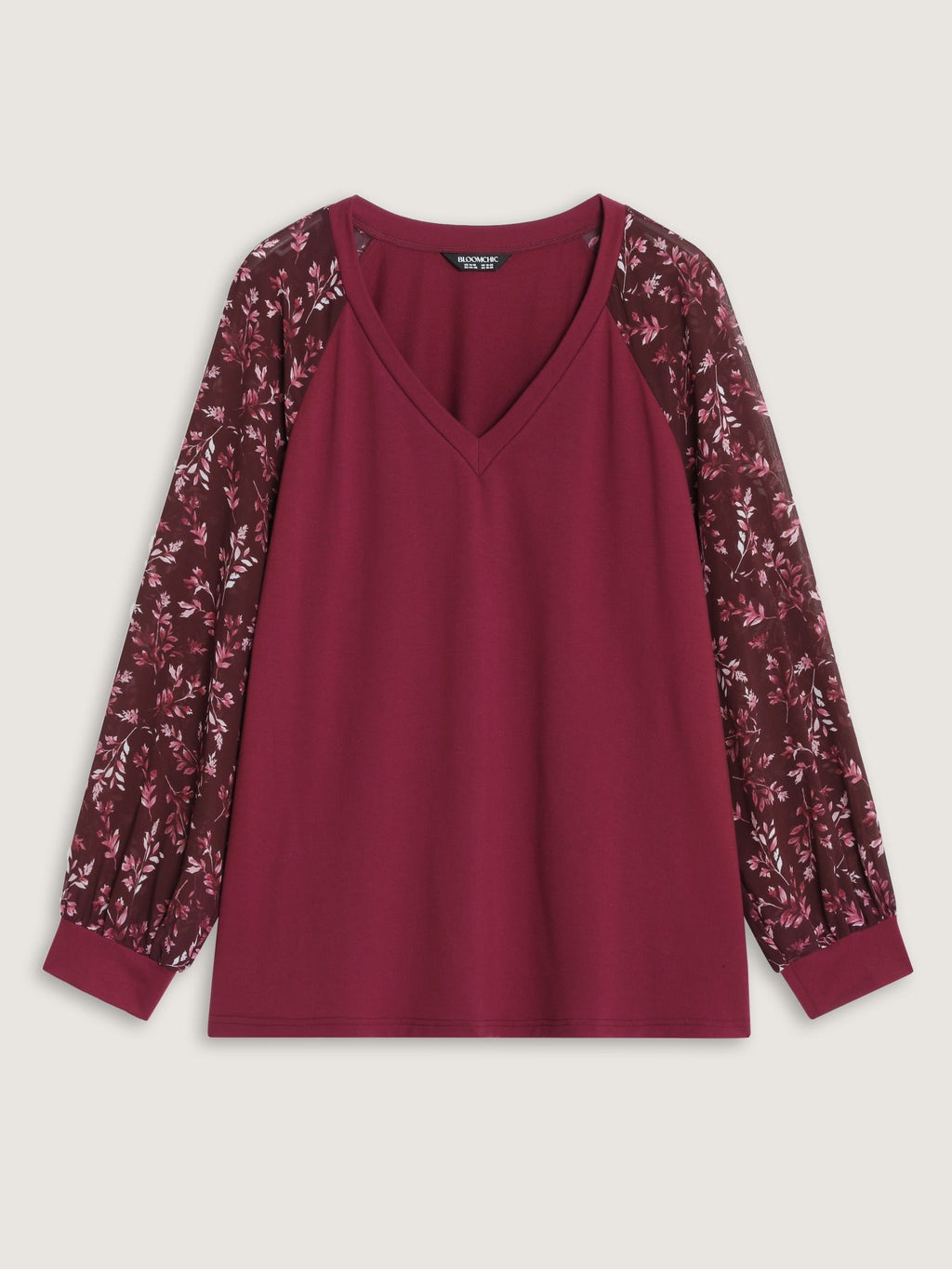 Floral Print Chiffon Raglan Sleeve Sweatshirt
