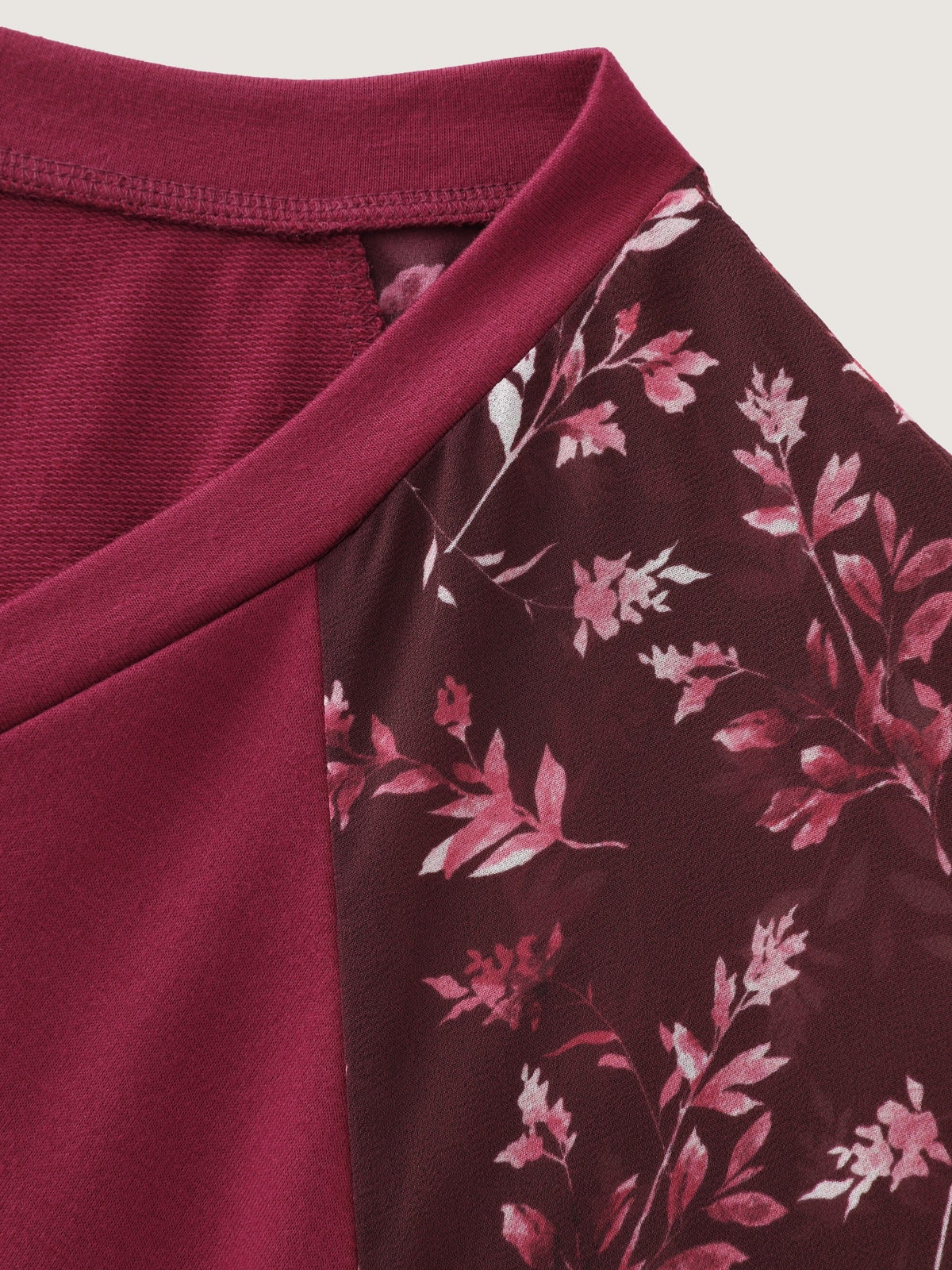 Floral Print Chiffon Raglan Sleeve Sweatshirt