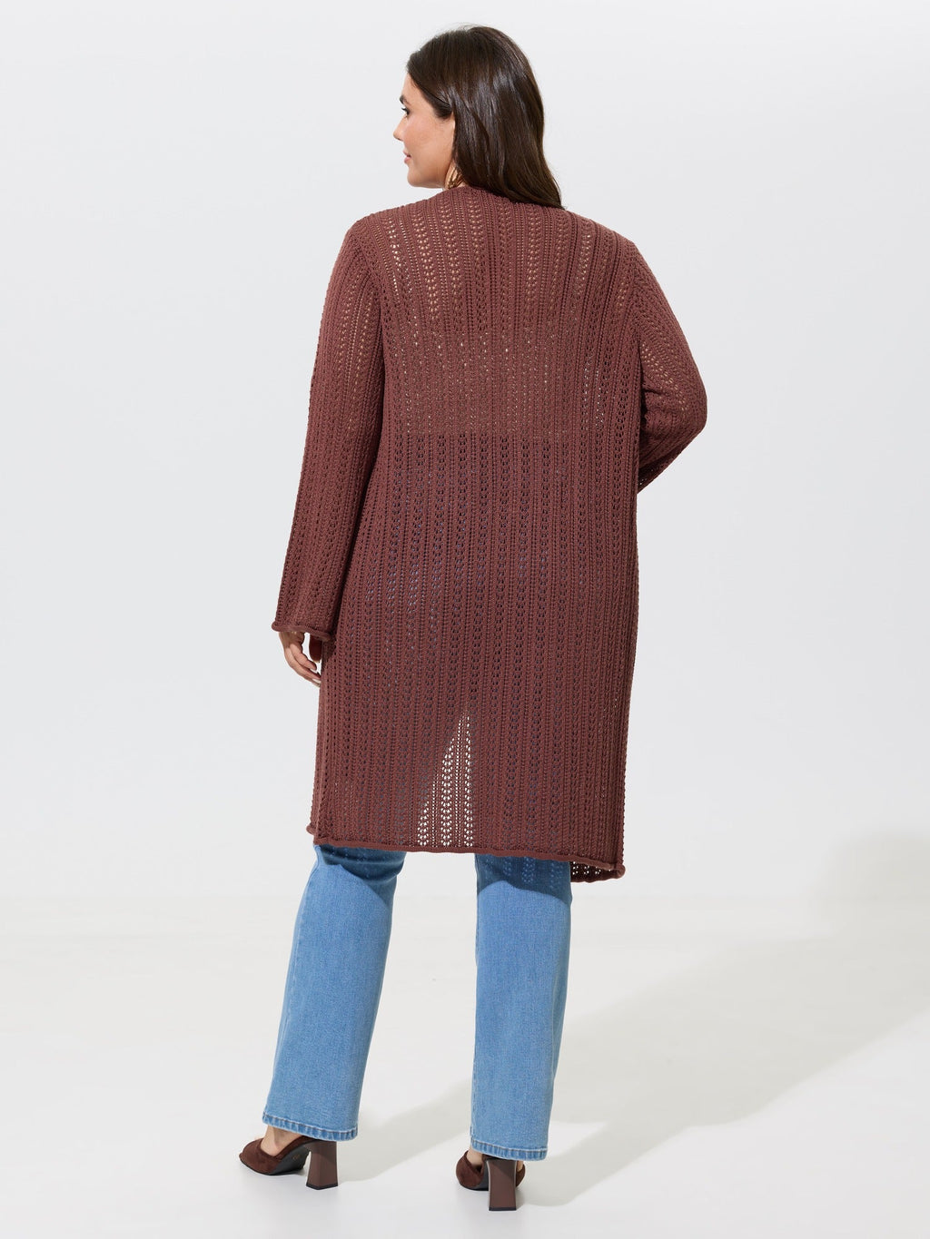 Textured Tie Front Cutout Crochet Cardigan