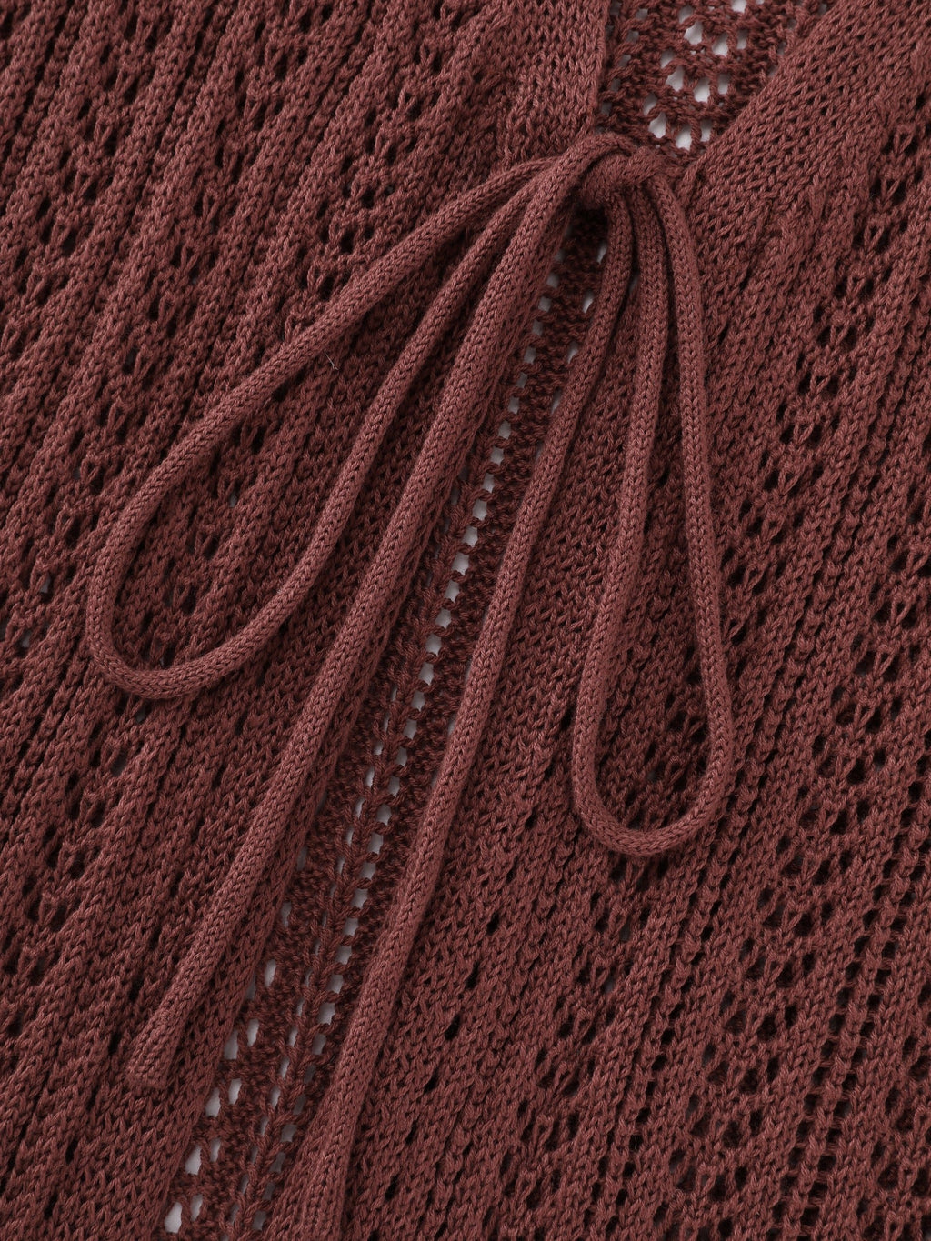 Textured Tie Front Cutout Crochet Cardigan