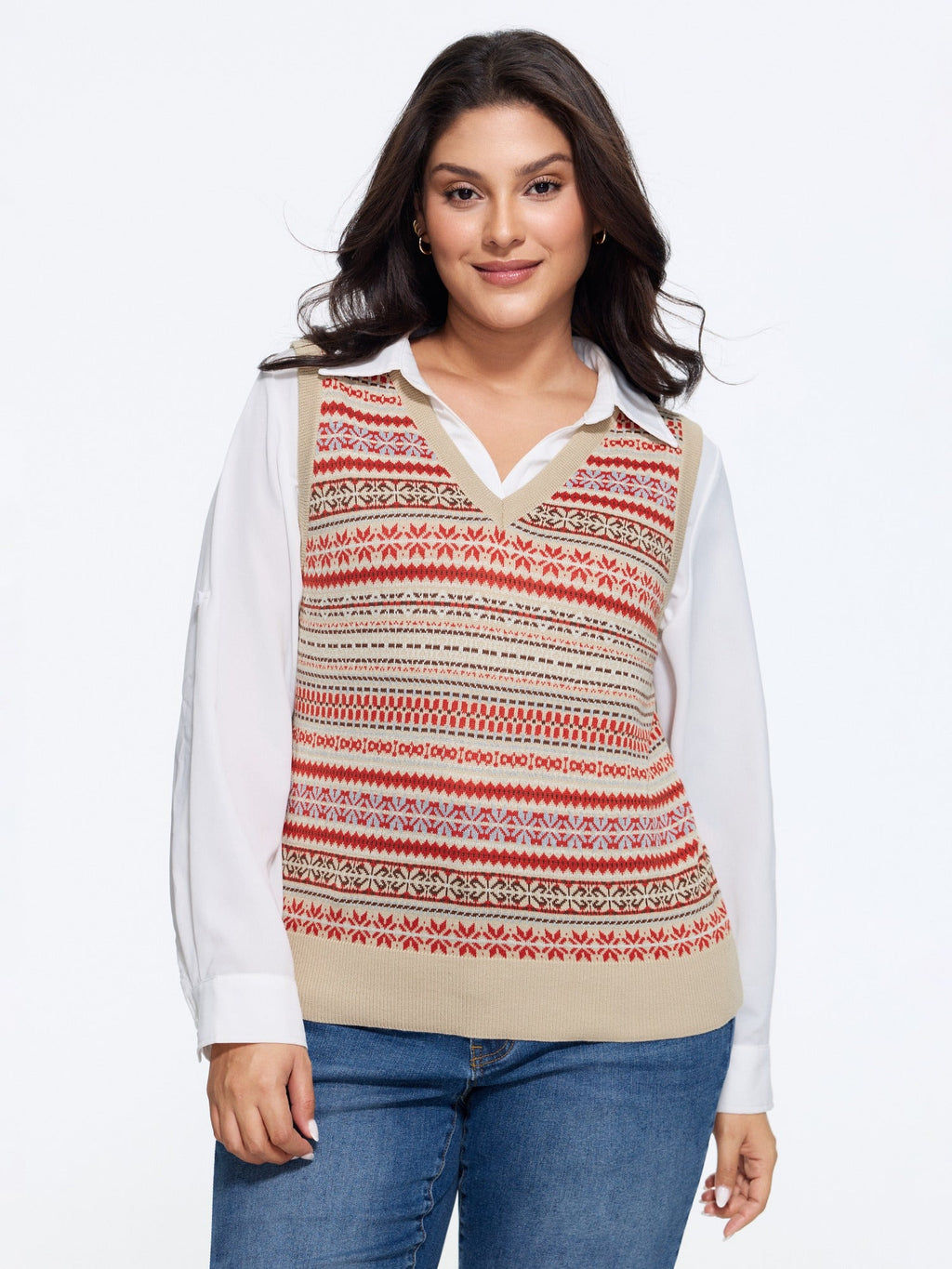 Vintage Geometric Jacquard Sweater Vest