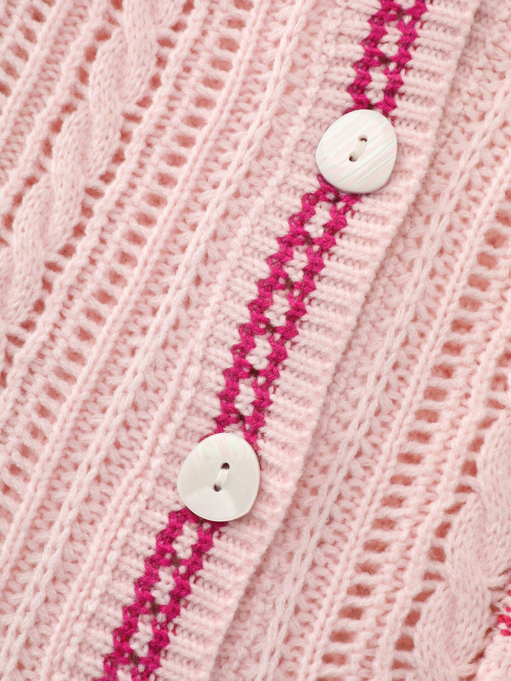 Cutout Contrast Trim Button Front Cardigan