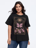 Cotton Sunkissed Floral Print Flared Sleeve T-Shirt