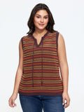 Color Block Striped Cutout Tie Front Sweater Vest