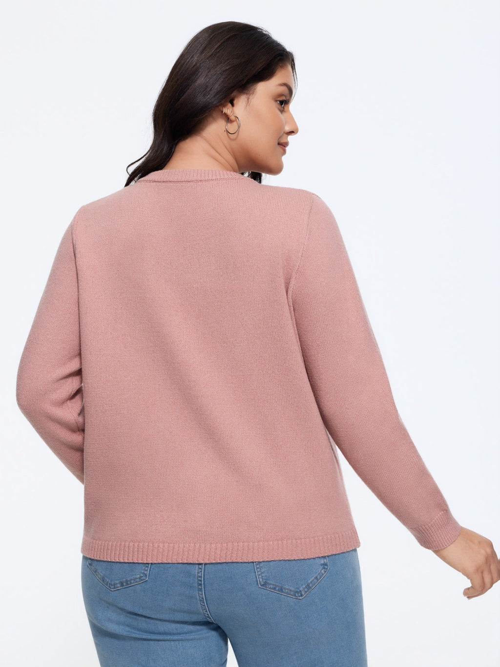 Crew Neck Multi‑Color Buttons Open Front Cardigan