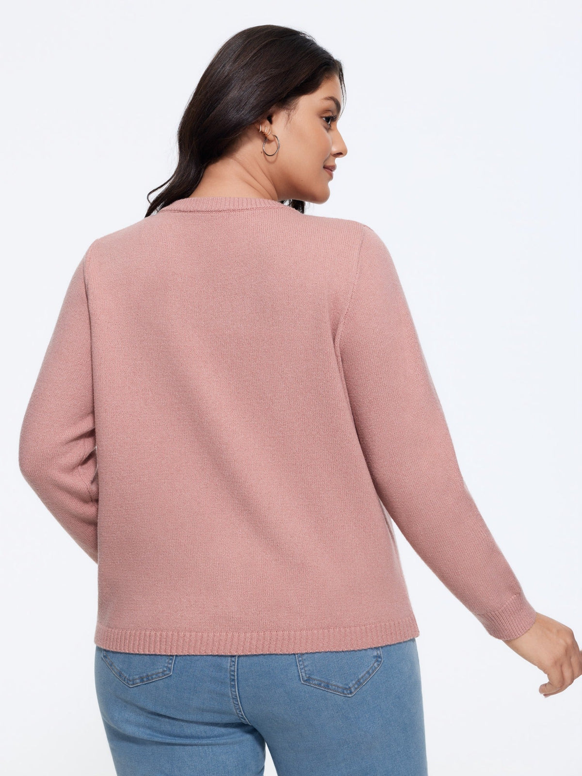 Crew Neck Multi‑Color Buttons Open Front Cardigan