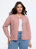 Crew Neck Multi‑Color Buttons Open Front Cardigan
