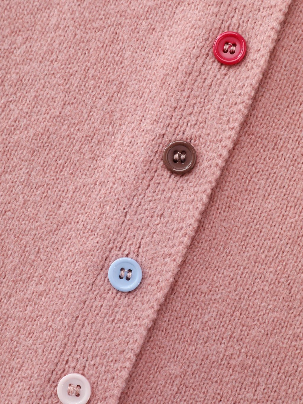 Crew Neck Multi‑Color Buttons Open Front Cardigan