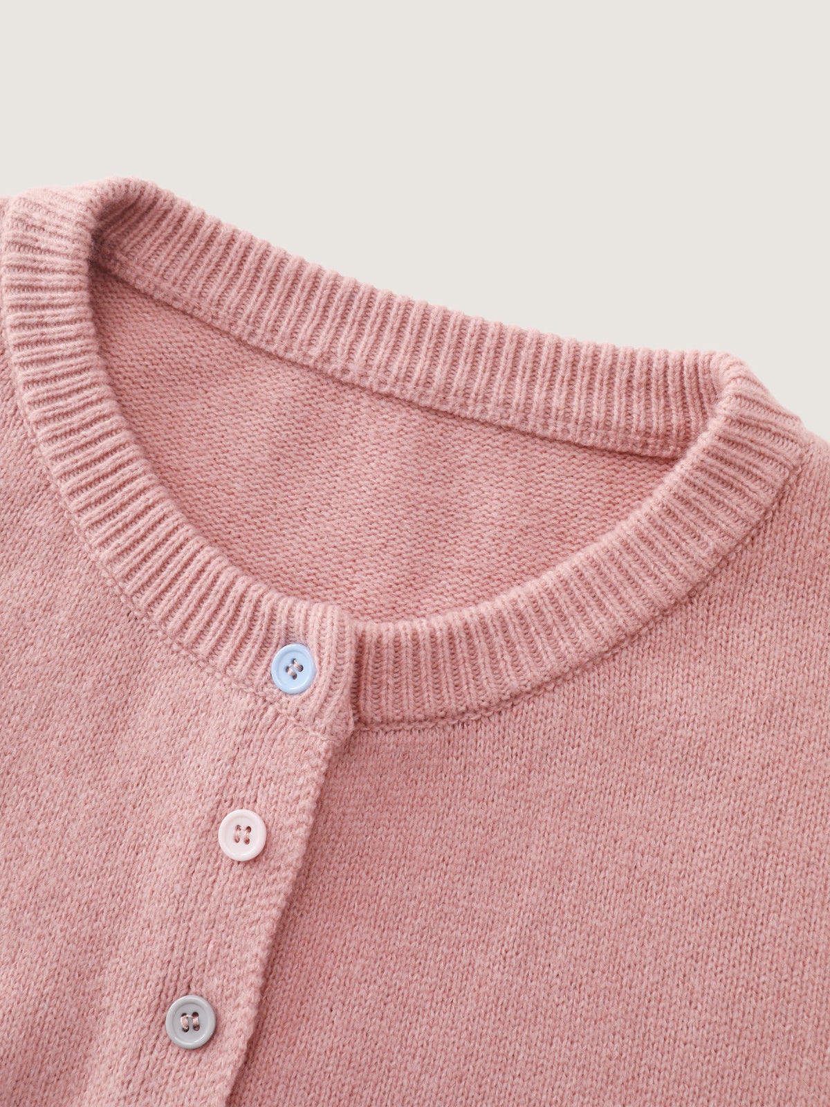 Crew Neck Multi‑Color Buttons Open Front Cardigan