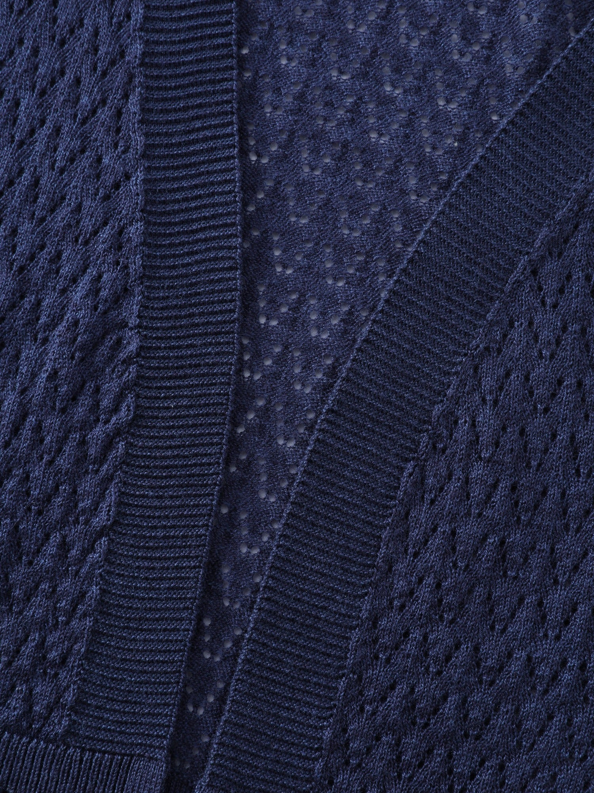 Open Front V Neck Eyelet Cropped Cardigan