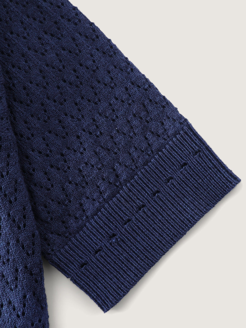 Open Front V Neck Eyelet Cropped Cardigan