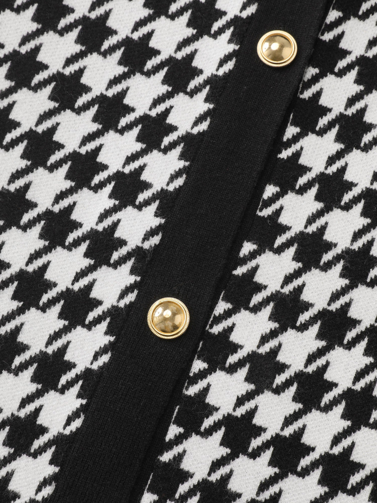 Supersoft Round Neck Button Houndstooth Cardigan