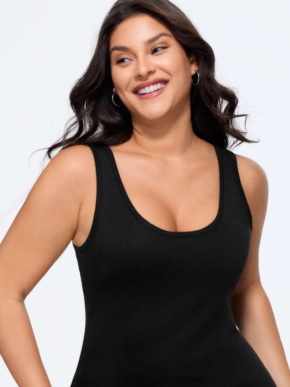 Supersoft U‑Neck Fitted Sleeveless Midi Dress