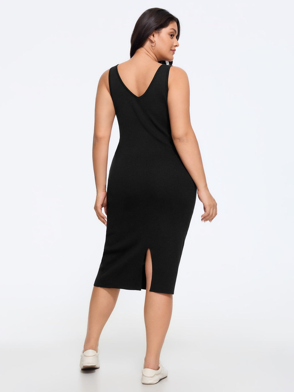 Supersoft U‑Neck Fitted Sleeveless Midi Dress